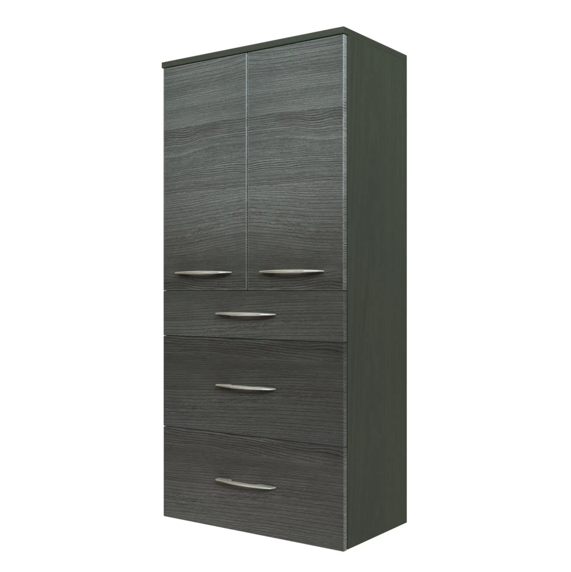 Badezimmerschrank Florent 60cm 2 Türen und 3 Schubladen - graphit/graue Eiche