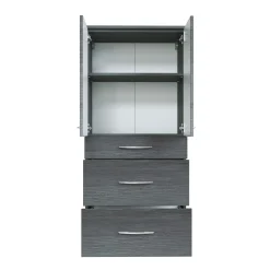 Badezimmerschrank Florent 60cm 2 Türen und 3 Schubladen - graphit/graue Eiche