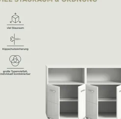 Badezimmerschrank Ice Xonox - Weiß Hochglanz - 120x82x30 cm