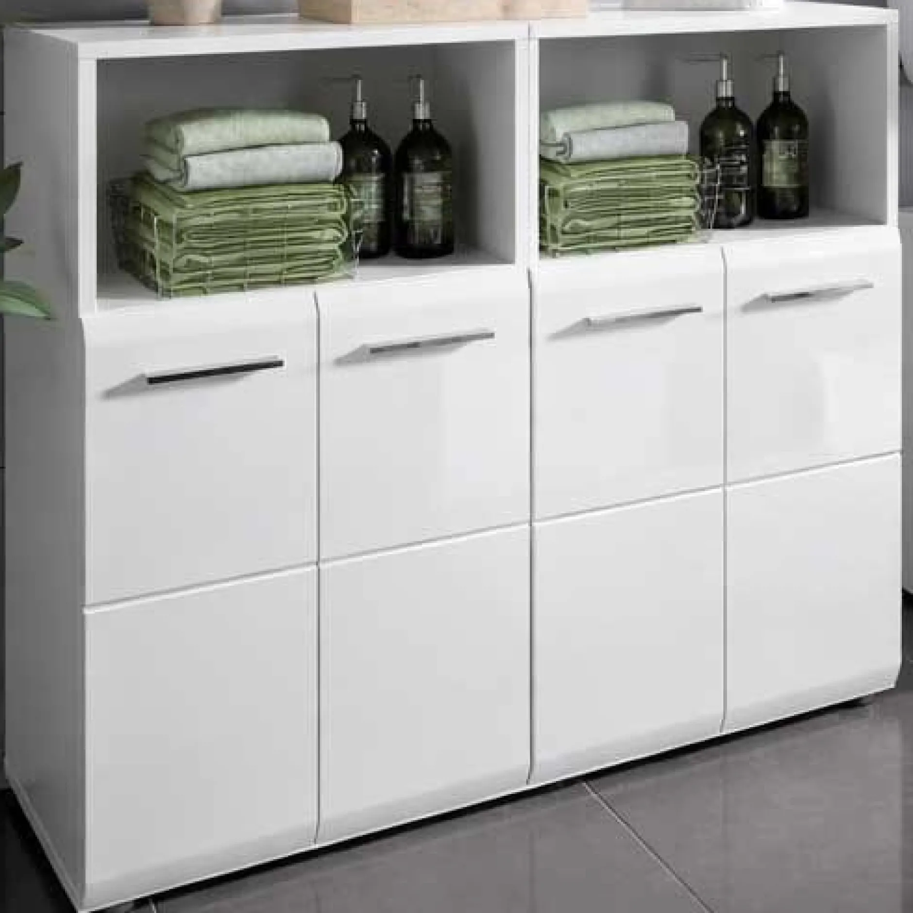 Badezimmerschrank Ice Xonox - Weiß Hochglanz - 120x82x30 cm