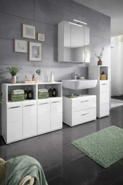 Badezimmerschrank Ice Xonox - Weiß Hochglanz - 120x82x30 cm