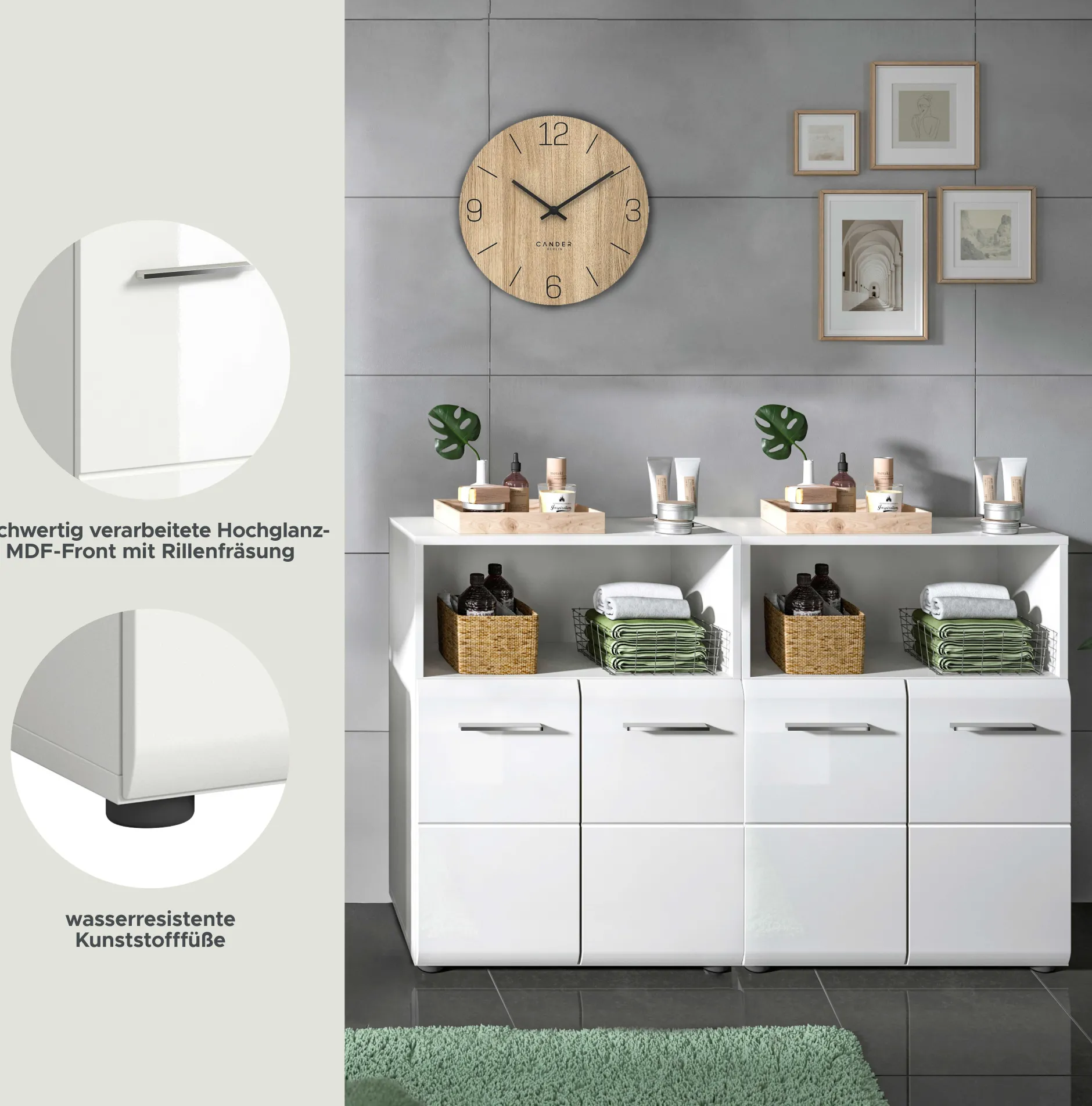 Badezimmerschrank Ice Xonox - Weiß Hochglanz - 120x82x30 cm