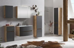 Badezimmerschrank Kornel/Luna 40cm 1 Tür und 1 Schublade - Eiche/mattgrau