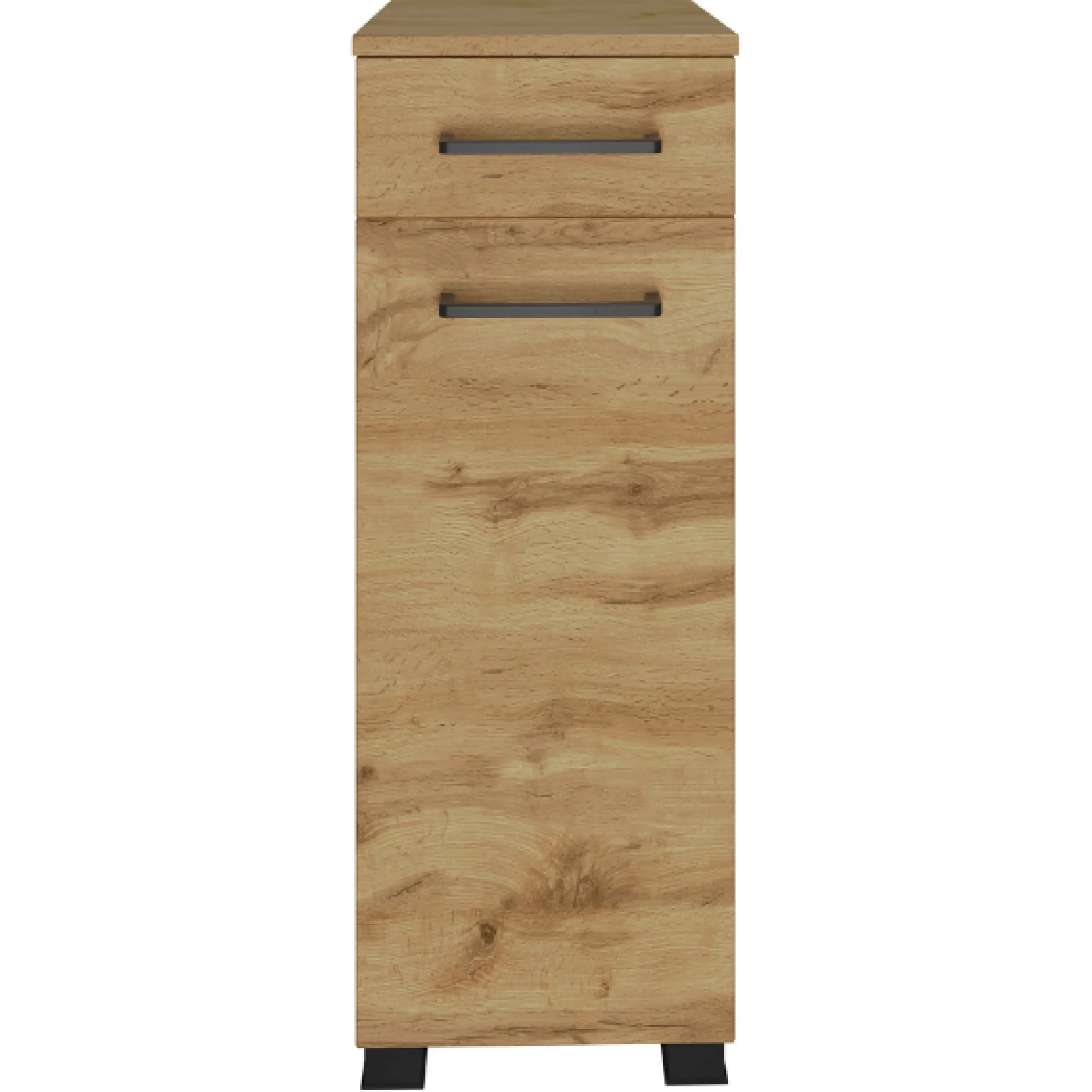 Badezimmerschrank Malvo 30cm 1 Tür und 1 Schublade - Eiche/schwarz