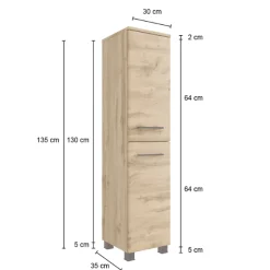 Badezimmerschrank Malvo 30cm 2 Türen - Eiche/schwarz
