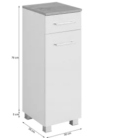 Badezimmerschrank Pares 30cm 1 Tür und 1 Schublade - weiß