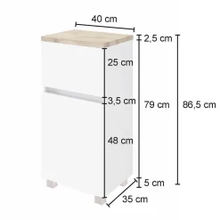 Badezimmerschrank Pisca 40cm 1 Tür und 1 Schublade - weiß