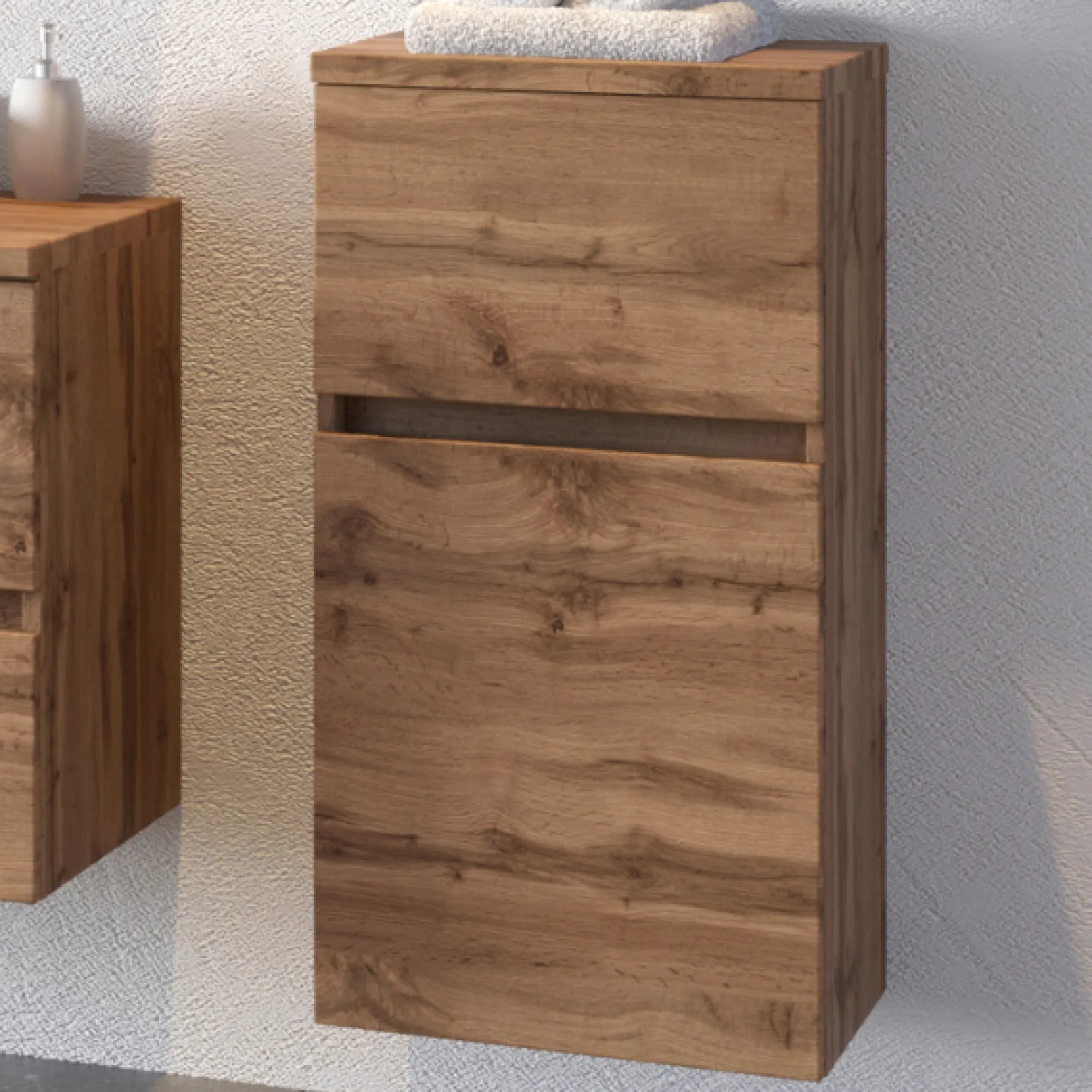 Badezimmerschrank Pisca 40cm 1 Tür und 1 Schublade - Eiche