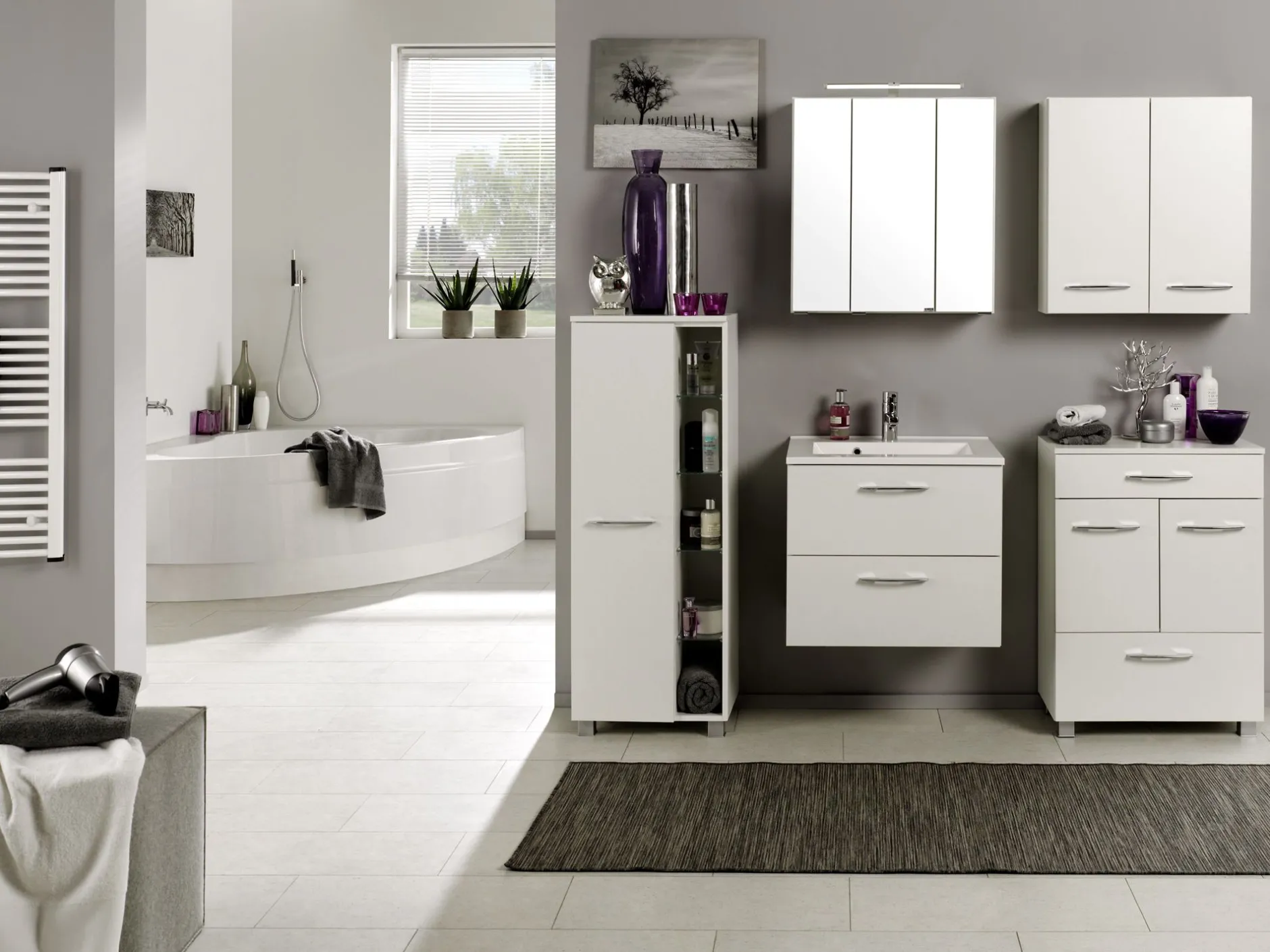 Badezimmerschrank Portofino | 45 x 35 x 122 cm | Weiß