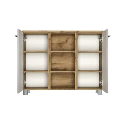 Badezimmerschrank Sefa 90cm 2 Türen - Eiche/Weiß
