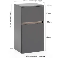 Badezimmerschrank Vikas 1 Tür und 1 Schublade - Eiche