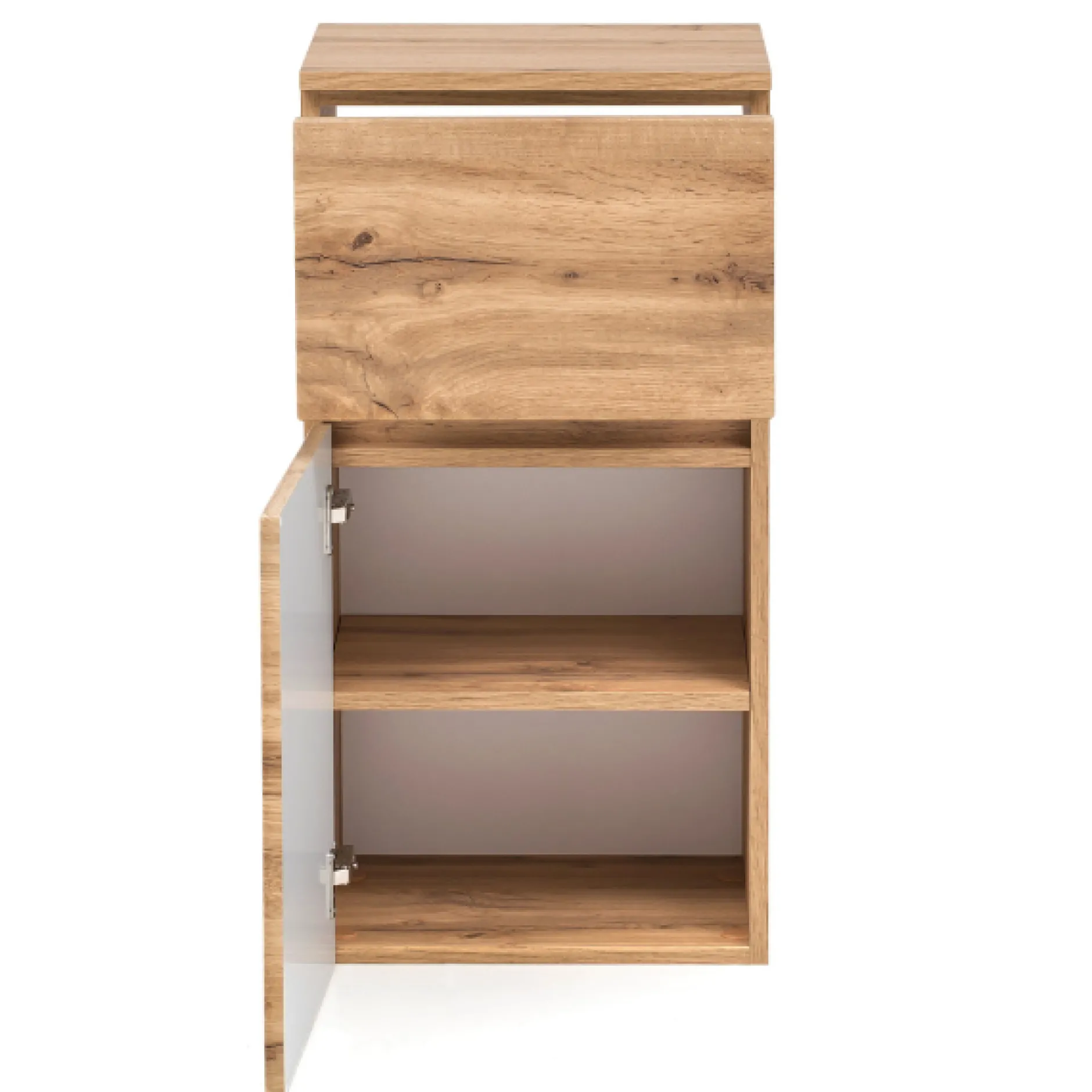 Badezimmerschrank Vikas 1 Tür und 1 Schublade - Eiche