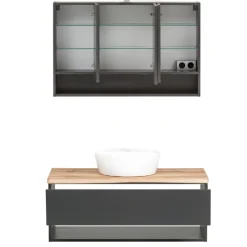 Badezimmerset Kaprun | Waschtischschrank, Spiegelschrank | Graphitgrau