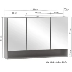 Badezimmerset Kaprun | Waschtischschrank, Spiegelschrank | Graphitgrau