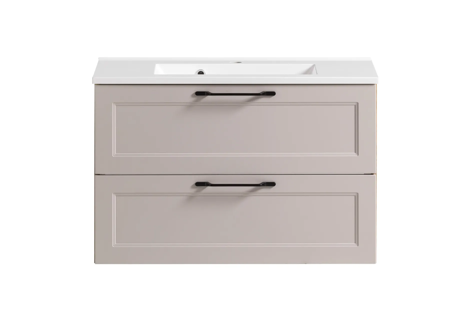 Badezimmerset Meran | Waschbeckenschrank, Spiegelschrank mit Beleuchtung | Farbe Cashmere