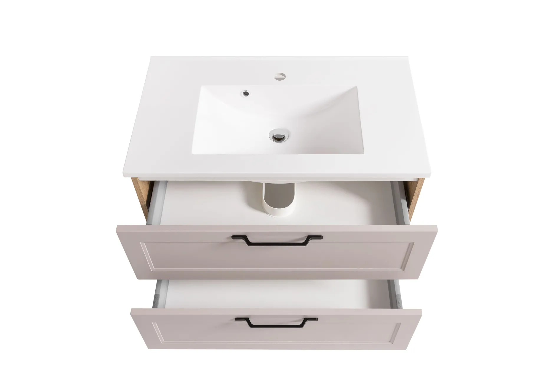 Badezimmerset Meran | Waschbeckenschrank, Spiegelschrank mit Beleuchtung | Farbe Cashmere