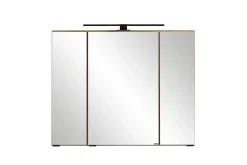 Badezimmerset Meran | Waschbeckenschrank, Spiegelschrank mit Beleuchtung | Farbe Cashmere