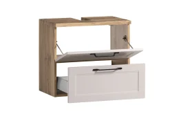 Badezimmerset Meran | Waschtischschrank, Spiegelschrank mit Beleuchtung | Farbe Kaschmir
