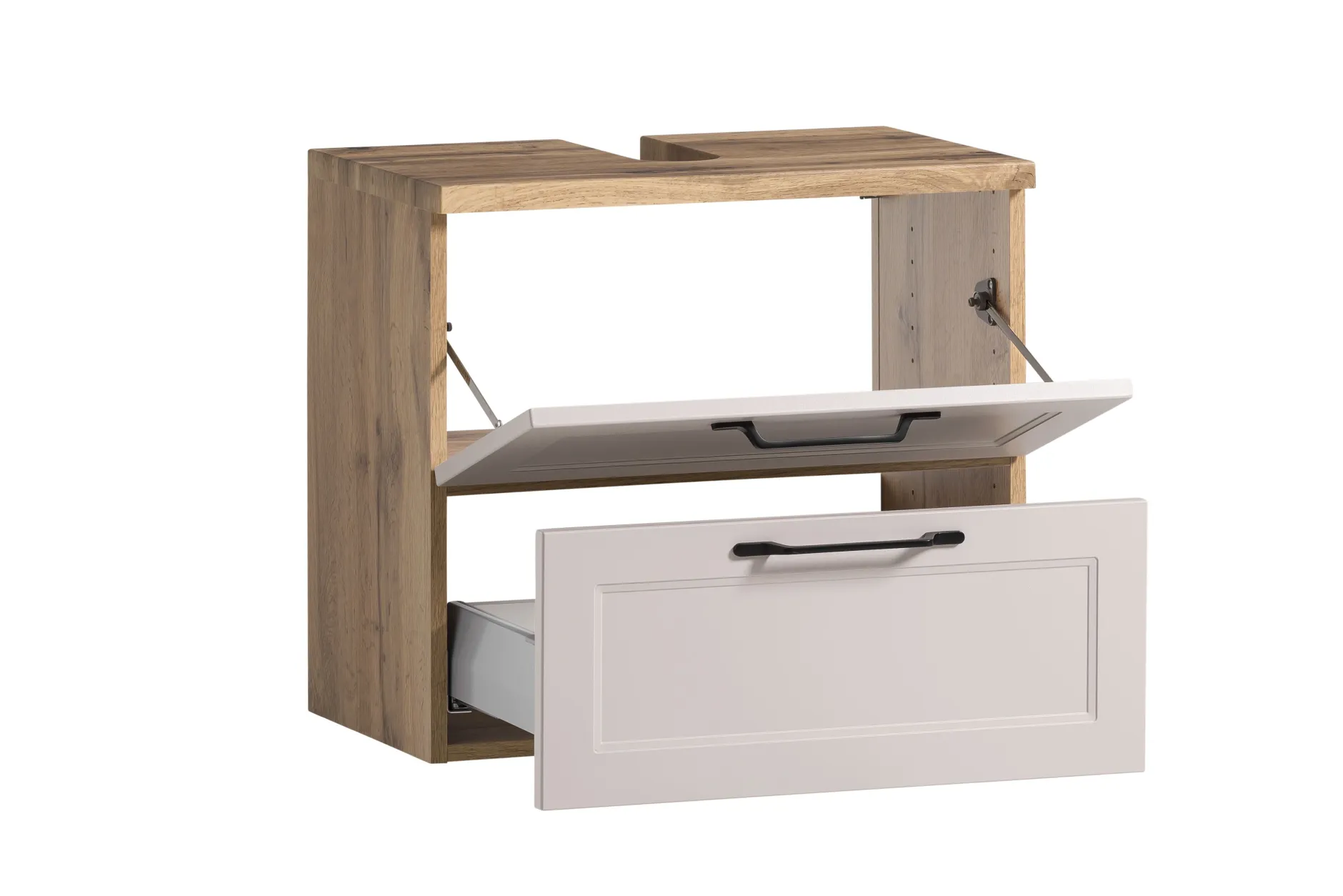 Badezimmerset Meran | Waschtischschrank, Spiegelschrank mit Beleuchtung | Farbe Kaschmir