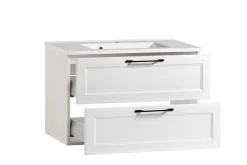 Badezimmerset Meran | Waschtischschrank, Spiegelschrank mit Beleuchtung | Weiß