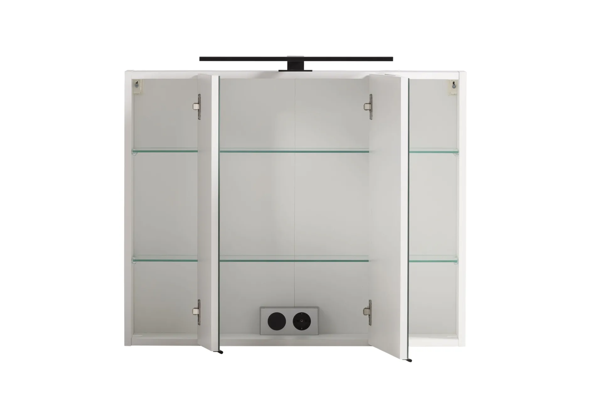 Badezimmerset Meran | Waschtischschrank, Spiegelschrank mit Beleuchtung | Weiß