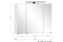 Badezimmerset Meran | Waschtischschrank, Spiegelschrank mit Beleuchtung | Grau
