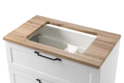 Badezimmerset Meran | Waschtischschrank, Spiegelschrank mit Beleuchtung | Weiß