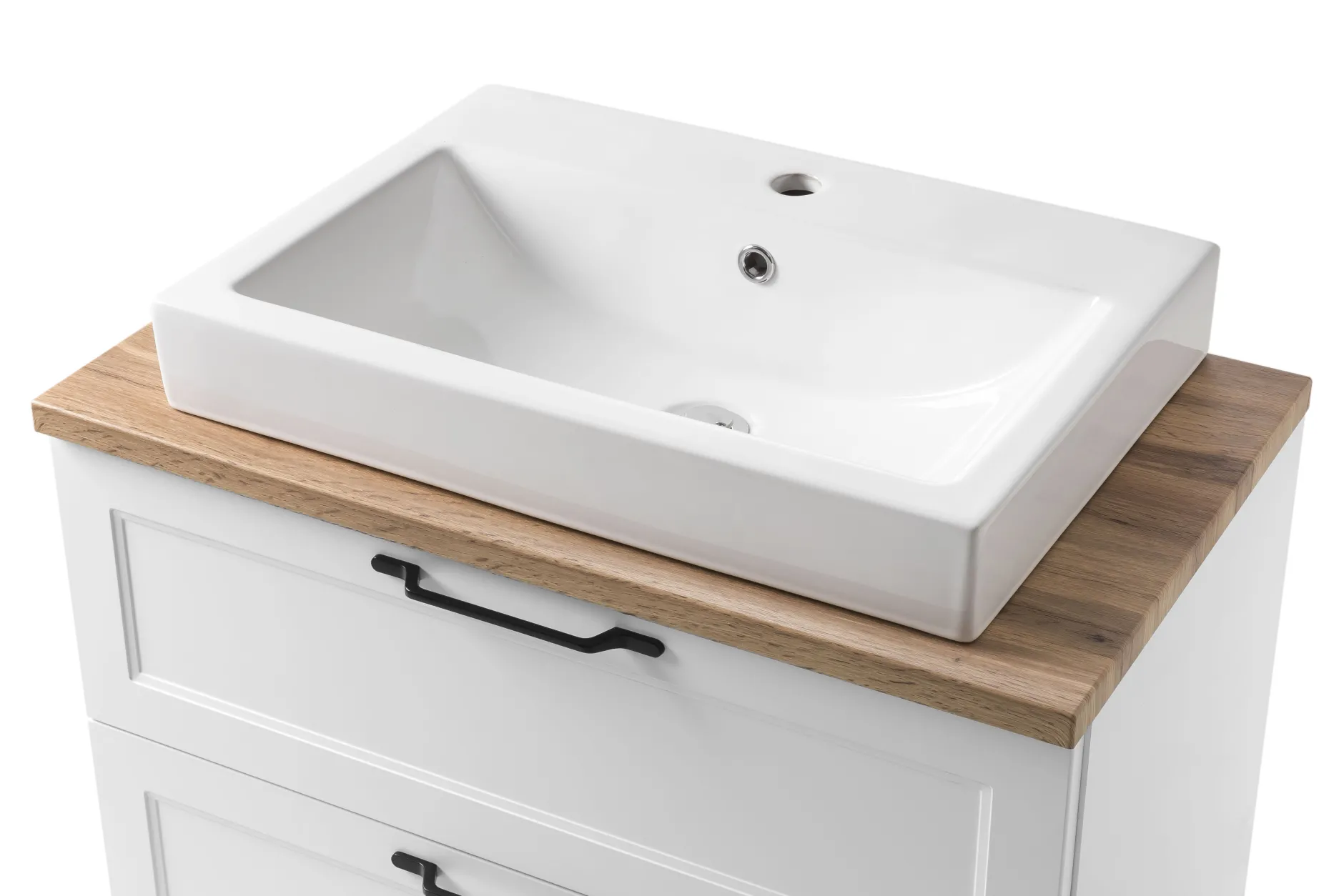 Badezimmerset Meran | Waschtischschrank, Spiegelschrank mit Beleuchtung | Weiß