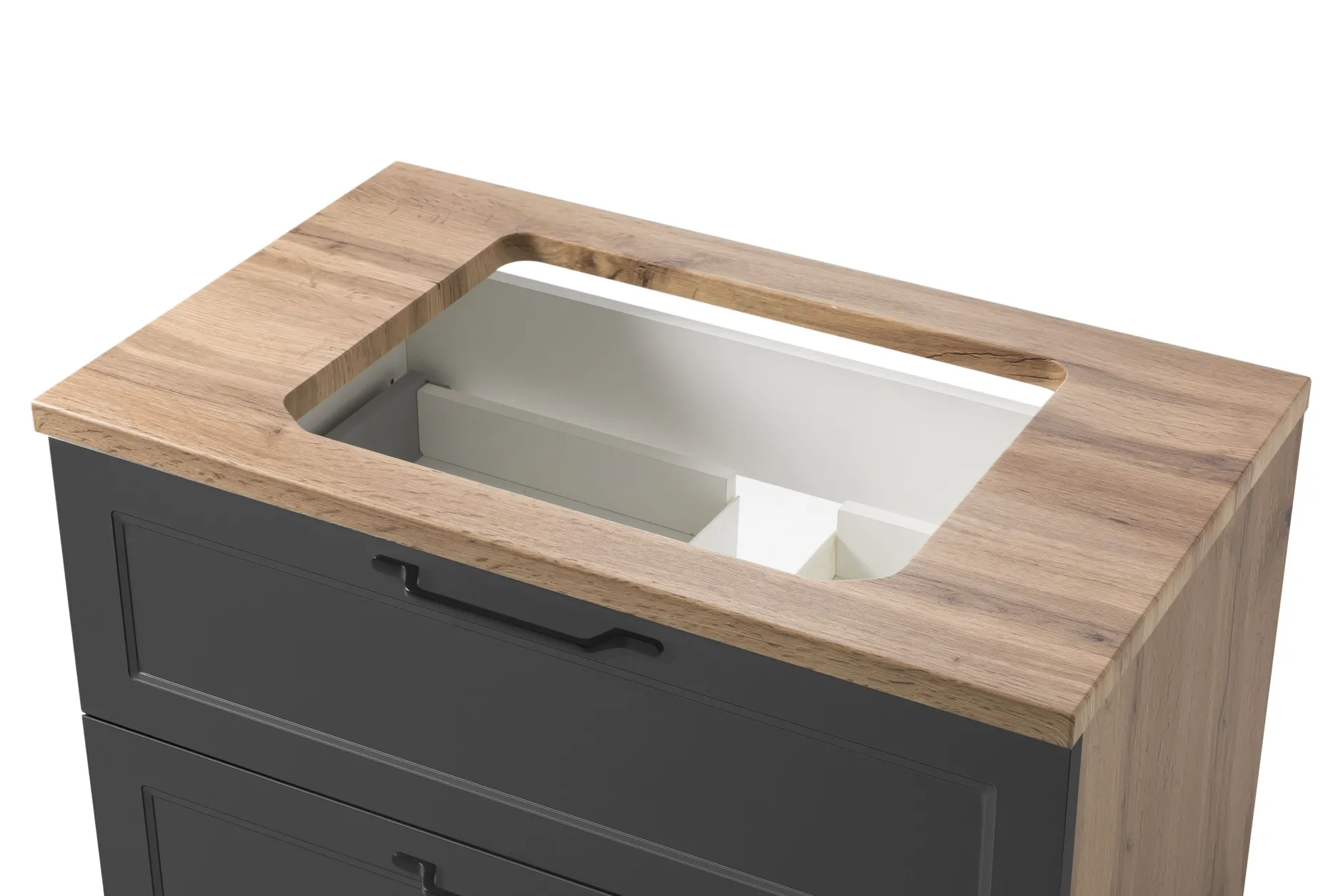 Badezimmerset Meran | Waschtischschrank, Spiegelschrank mit Beleuchtung | Grau