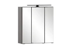 Badezimmerset Meran | Waschtischschrank, Spiegelschrank mit Beleuchtung | Grau