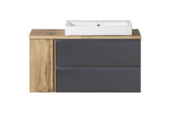 Badezimmerset Varese | Waschbecken- und Spiegelschrank | Design Wotan Oak / Grey