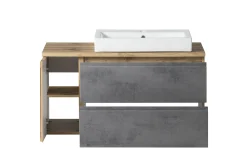 Badezimmerset Varese | Waschbecken- und Spiegelschrank | Wotan Eiche / Betondesign