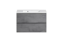 Badezimmerset Varese | Waschtisch und Spiegelschrank mit Beleuchtung | Wotan Eiche Beton Design