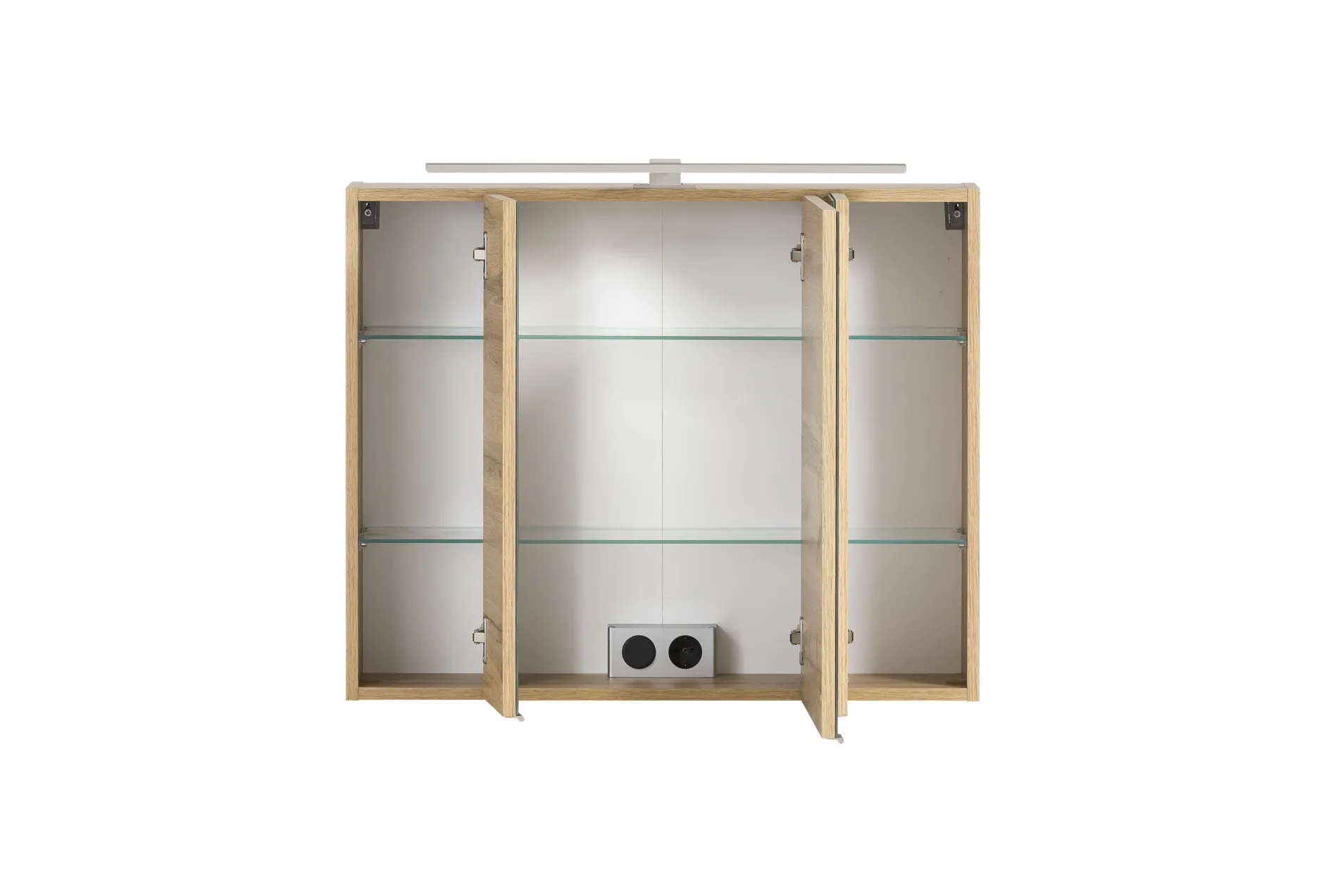 Badezimmerset Varese | Waschtisch und Spiegelschrank mit Beleuchtung | Wotan Eiche Beton Design