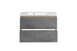 Badezimmerset Varese | Waschtisch und Spiegelschrank mit Beleuchtung | Wotan Eiche Beton Design