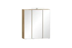 Badezimmerset Varese | Waschtisch und Spiegelschrank mit Beleuchtung | Wotan Eiche weißes Design