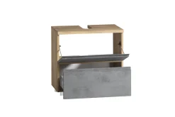 Badezimmerset Varese | Waschtisch und Spiegelschrank mit Beleuchtung | Wotan Eiche Beton-Design