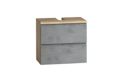 Badezimmerset Varese | Waschtisch und Spiegelschrank mit Beleuchtung | Wotan Eiche Beton-Design