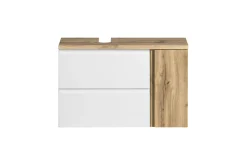 Badezimmerset Varese | Waschtisch und Spiegelschrank mit Beleuchtung | Wotan Eiche weißes Design