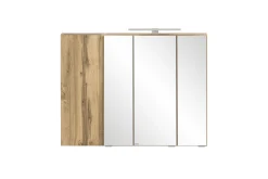 Badezimmerset Varese | Waschtisch und Spiegelschrank mit Beleuchtung | Wotan Eiche weißes Design