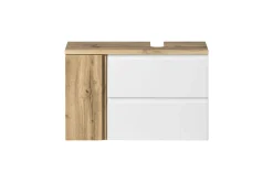Badezimmerset Varese | Waschtisch und Spiegelschrank mit Beleuchtung | Wotan Eiche weißes Design