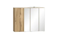 Badezimmerset Varese | Waschtisch und Spiegelschrank mit Beleuchtung | Wotan Eiche Beton Design
