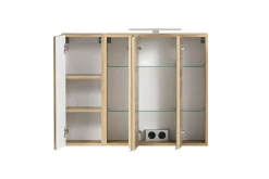 Badezimmerset Varese | Waschtisch und Spiegelschrank mit Beleuchtung | Wotan Eiche Beton Design