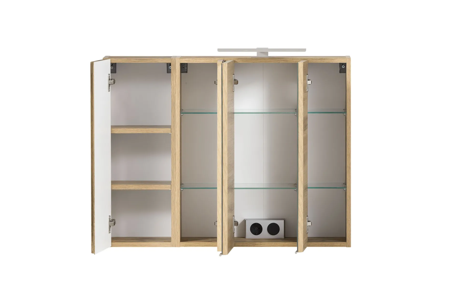 Badezimmerset Varese | Waschtisch und Spiegelschrank mit Beleuchtung | Wotan Eiche Beton Design