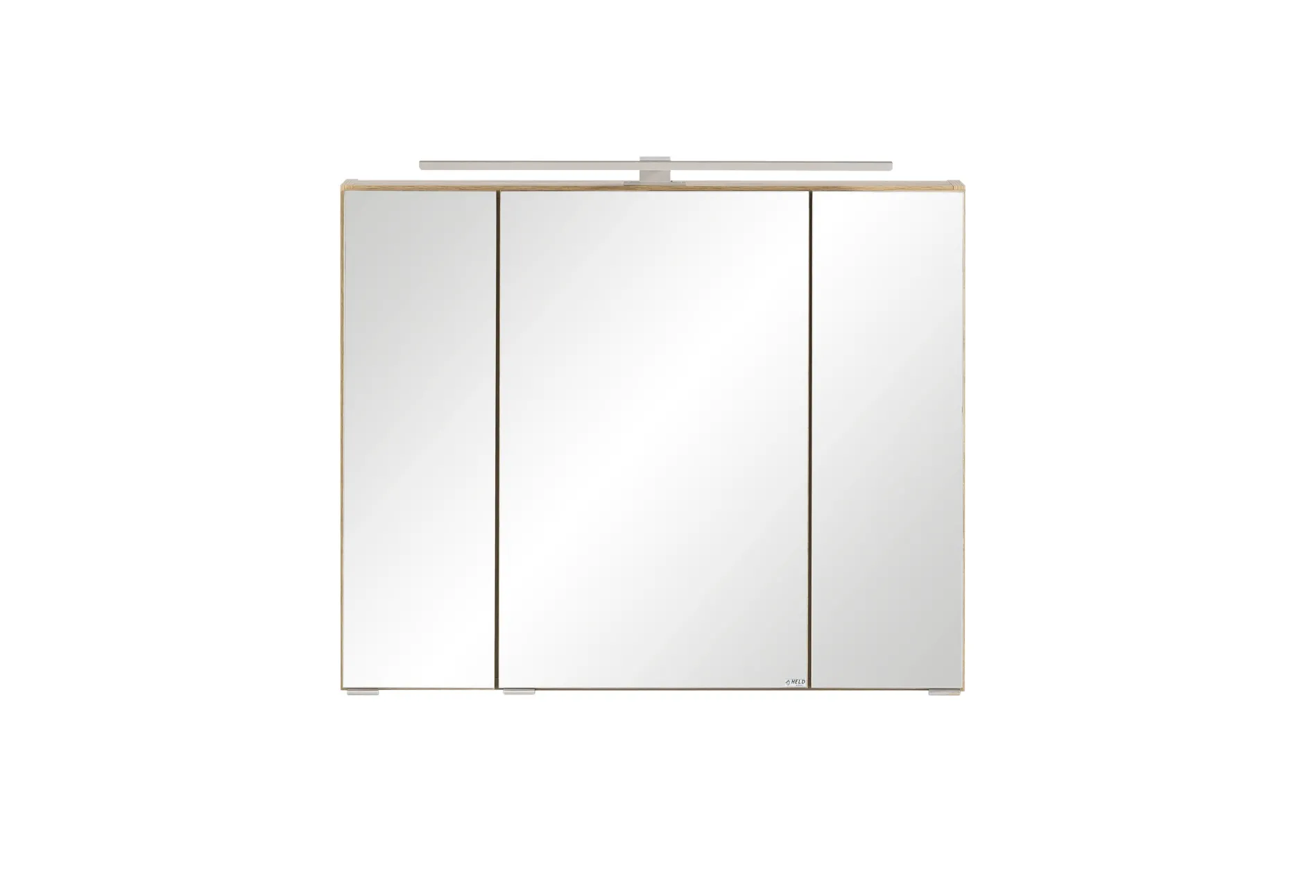 Badezimmerset Varese | Waschtisch und Spiegelschrank mit Beleuchtung | Wotan Eiche Graues Design