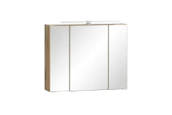 Badezimmerset Varese | Waschtisch und Spiegelschrank mit Beleuchtung | Wotan Eiche Graues Design