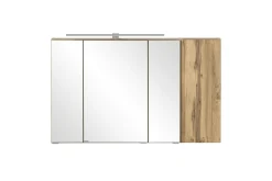 Badezimmerset Varese | Waschtisch und Spiegelschrank mit Beleuchtung | Wotan Eiche weißes Design