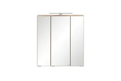 Badezimmerset Varese | Waschtisch und Spiegelschrank mit Beleuchtung | Wotan Eiche Graues Design
