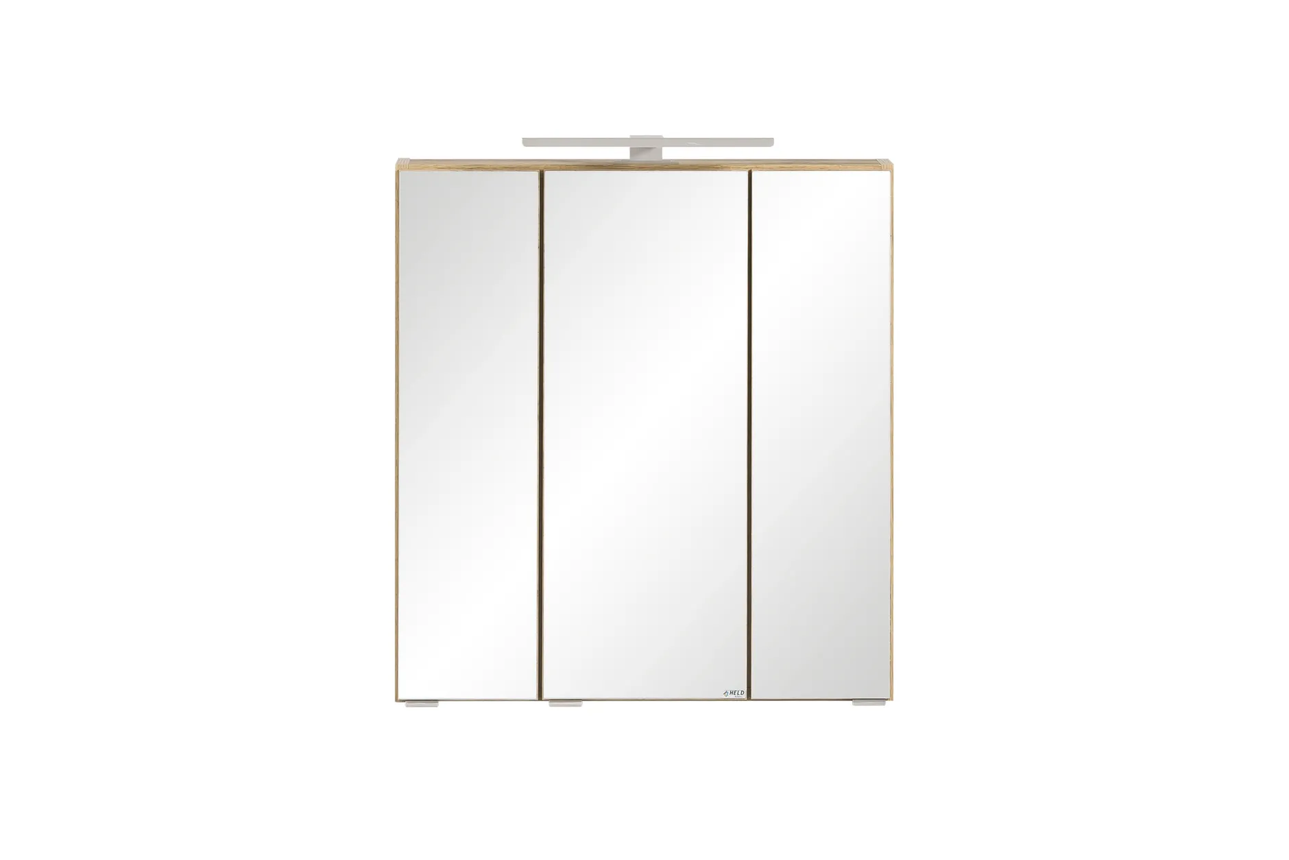 Badezimmerset Varese | Waschtisch und Spiegelschrank mit Beleuchtung | Wotan Eiche Graues Design