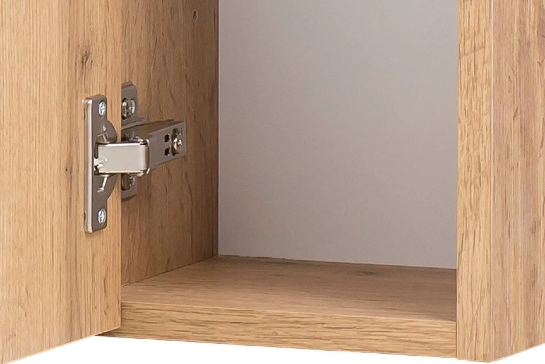 Badezimmerset Varese | Waschtisch und Spiegelschrank mit Beleuchtung | Wotan Eiche Graues Design